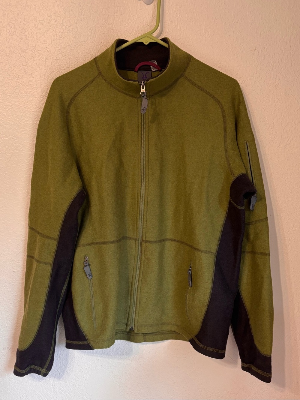 Ibex Green Wool Zip Jacket Large